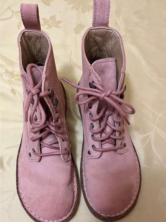Birkenstock Shoes - Rare Birkenstock Pink Suede Lace up Boots Size 39/ 8 Brown Rubber Footbed NWOT